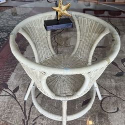 Glass Top Wicker Table Set With Two Chairs