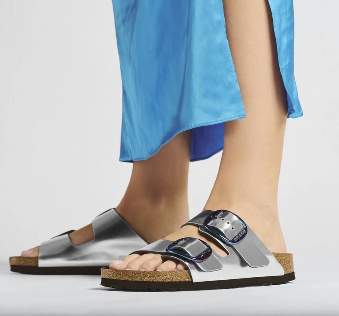 BIRKENSTOCK Arizona Big Buckle Natural Leather - Metallic Silver