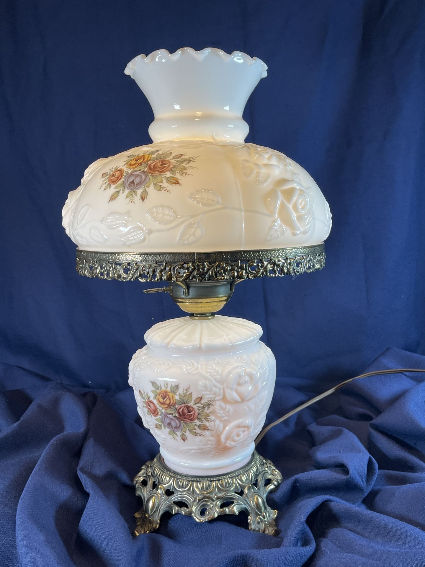 Antique Vintage Lamp With Ornaments And Flowers