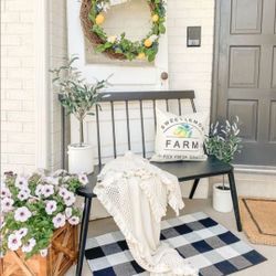 Indoor / Outdoor Wood Farmhouse Style Bench Black 