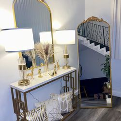 2 Golden touch control table lamps with USB