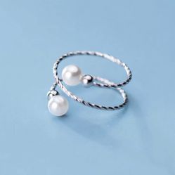 Sterling Silver Pearls Ring