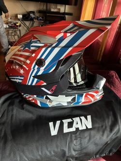 VCAN VX38 Adults ATV Motorcross Offroad Dirt Bike Downhill Helmet with Goggle DOT Approved (large)
