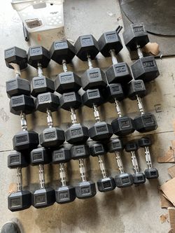 5-50lb Rubber Hex Dumbbell Set 550lbs Total READ