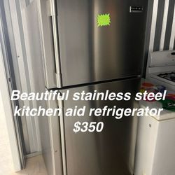 Beautiful Stainless Steel Kitchen Aid Refrigerator 