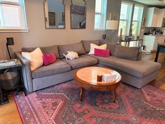 West Elm Sofa   Harris Sectional. 75in width with left side chaise - Velvet Otter Grey