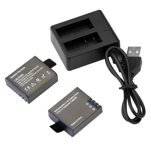 AKASO 2 x 1050mAh Rechargeable Action Camera Battery with USB Dual Charger for AKASO EK7000/EK7000 Plus/EK7000 Pro/Brave 4/ Brave 6/ Vision 3/Vision 4