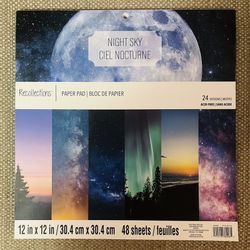 Beautiful Recollections 12x12 Deluxe Night Sky 48pc THICK Scrapbook/Card Making