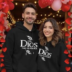 His & Hers Matching Couple Hooded Sweatshirts