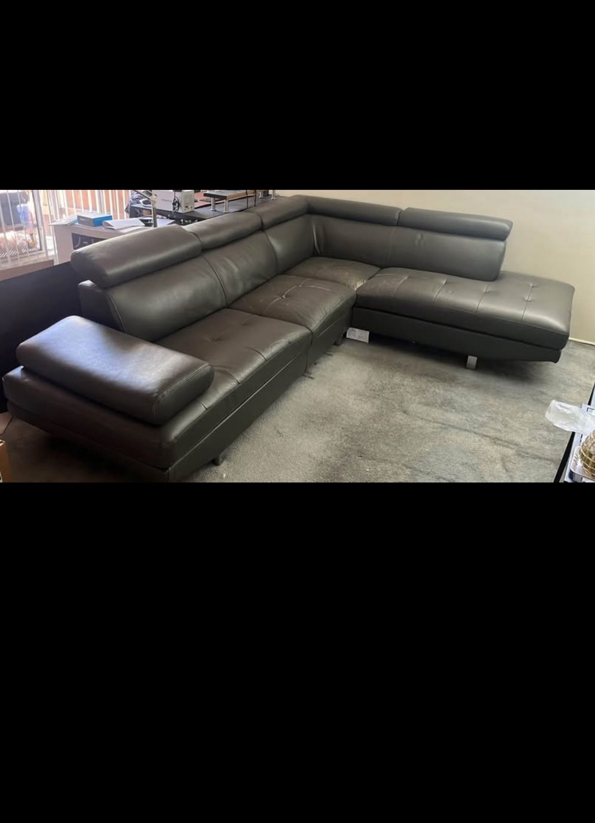 Aki Home L-shaped Leather Sofa