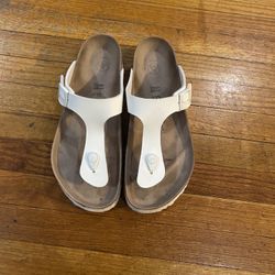 Women's Papillio Birkenstock Gizeh Flex Vegan Platform Thong White Sandals EU 41u