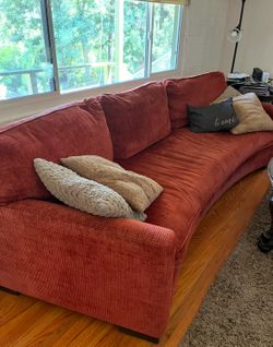 Orange corduroy couch good condition