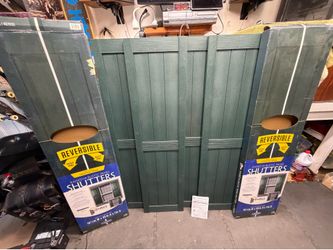 Brand new maintenance free resin shutters reversible with hardware 4 green