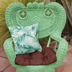 Vintage Green Wicker Chair 