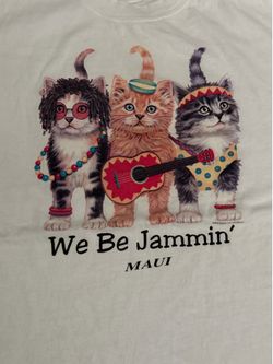 Vintage 90s We B Jammin Beach Bums Kittens Tee Large Front & Back