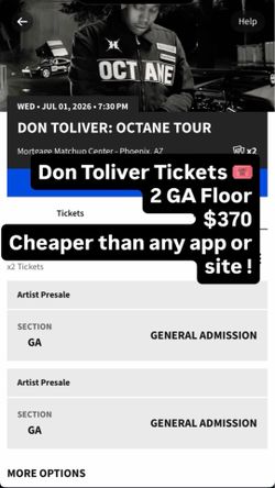 Don Toliver Tickets 2 GA Floor