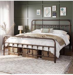 Bronze King Size Victorian Metal Bed Frame
