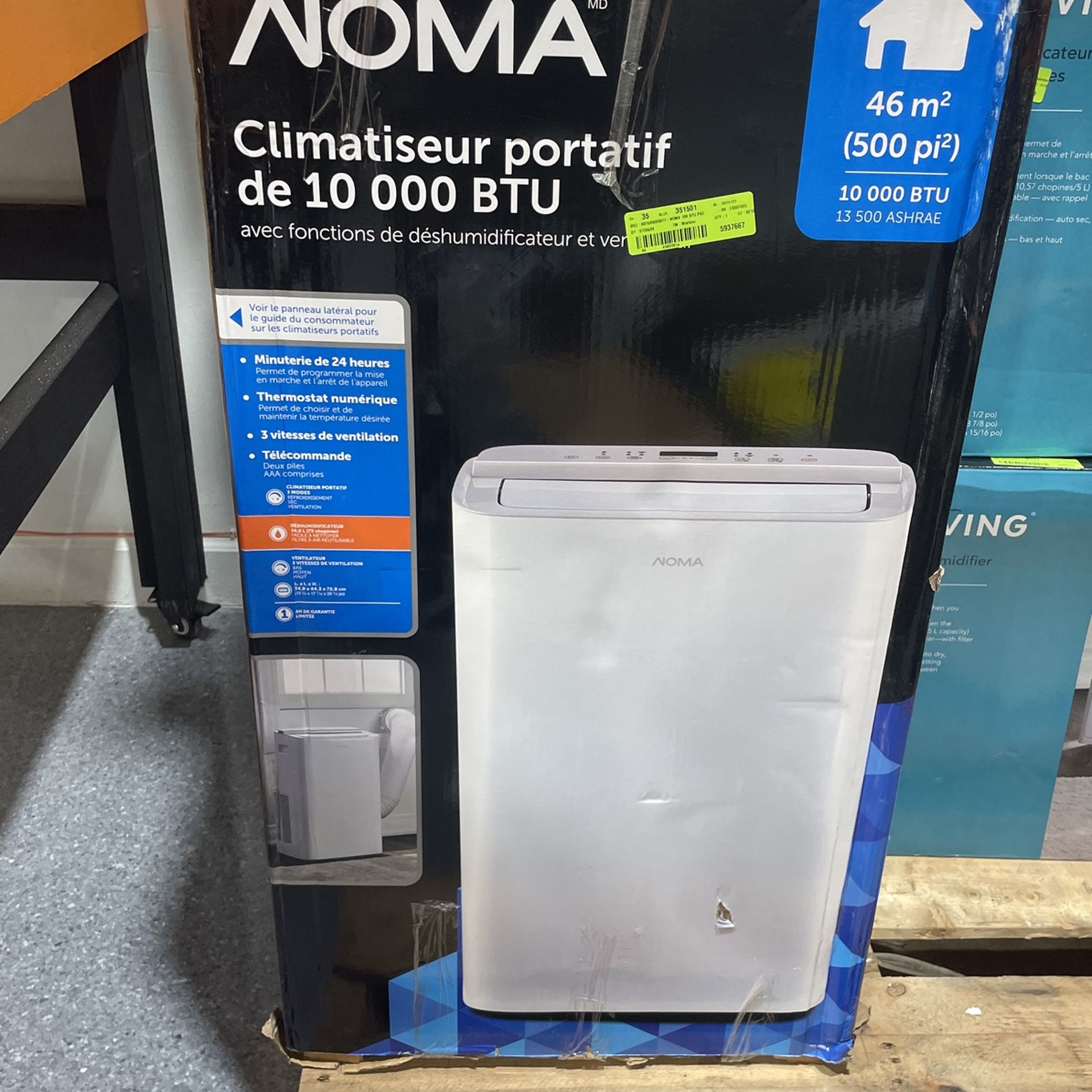 NOMA 10,000 Btu Portable Air Conditioner With Dehumidifier And Fan Functions