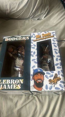 Dodger LeBron James bobble head and Mr. seeds Teoscar Hernandez bobble head