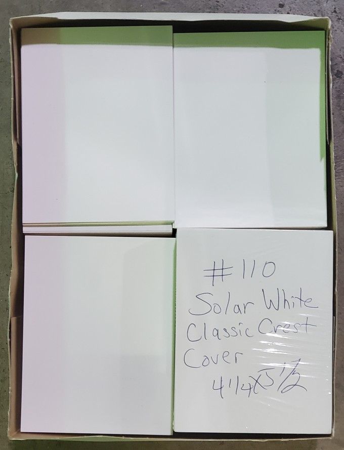 4.25" x 5.5" Blank #110 Solar White Classic Crest Cover x1000 Mostly Full Box NEW!