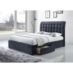 Brand New Dark Gray Fabric Bed