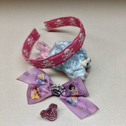Pink pirate headband or Disney hair bow / mickey clip lot KID SIZE 