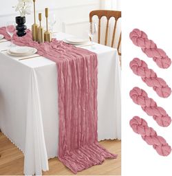  Sponsored Brand: JEZID 4.7 4.7 out of 5 stars (99) 4 Pack Dusty Rose Cheesecloth Table Runner Rose Red Boho Rustic Gauze Cheesecloth 120 inch 10FT Ch