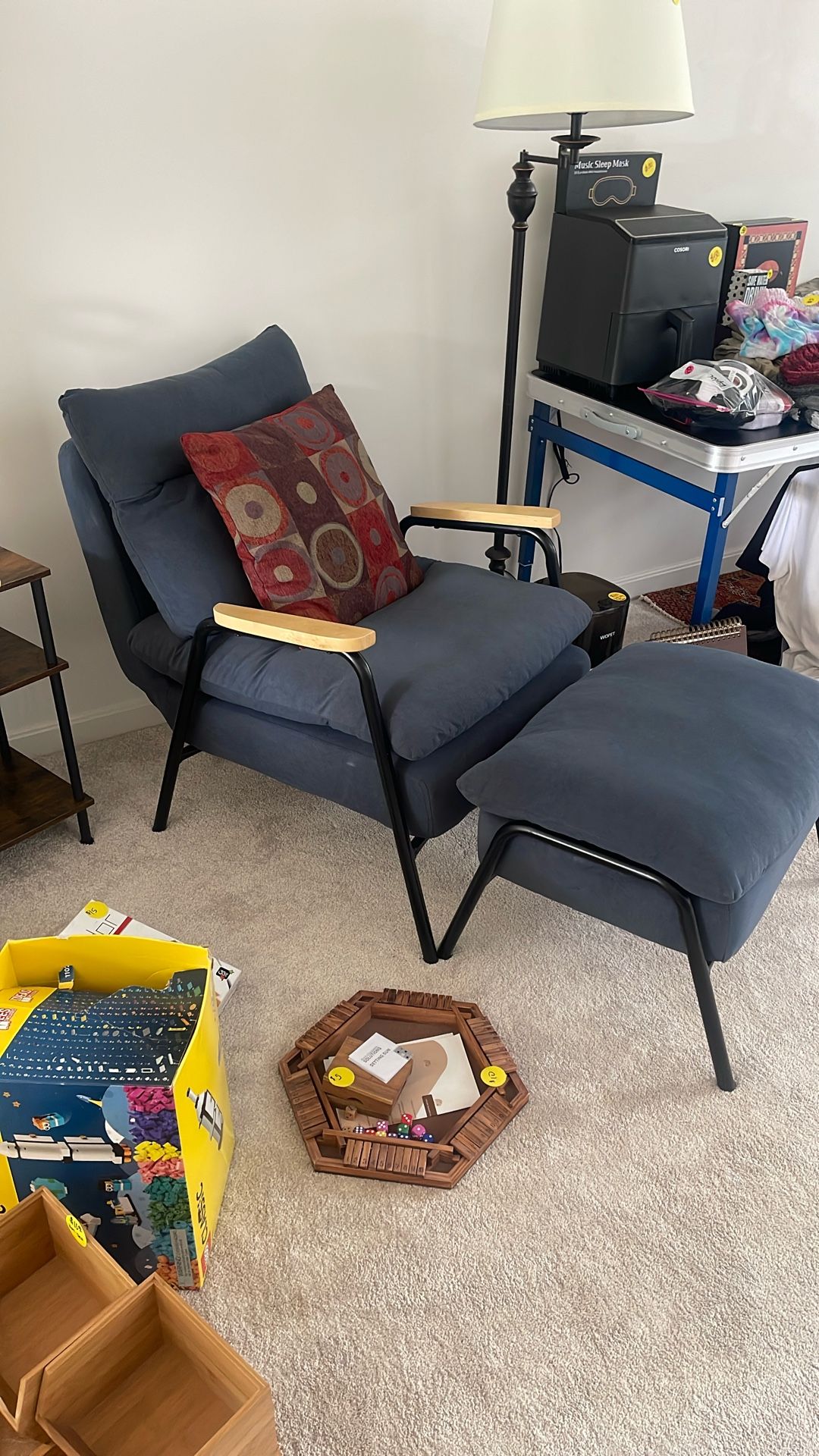 Comfortable Reading Chair, Adjustable Back With Ottoman