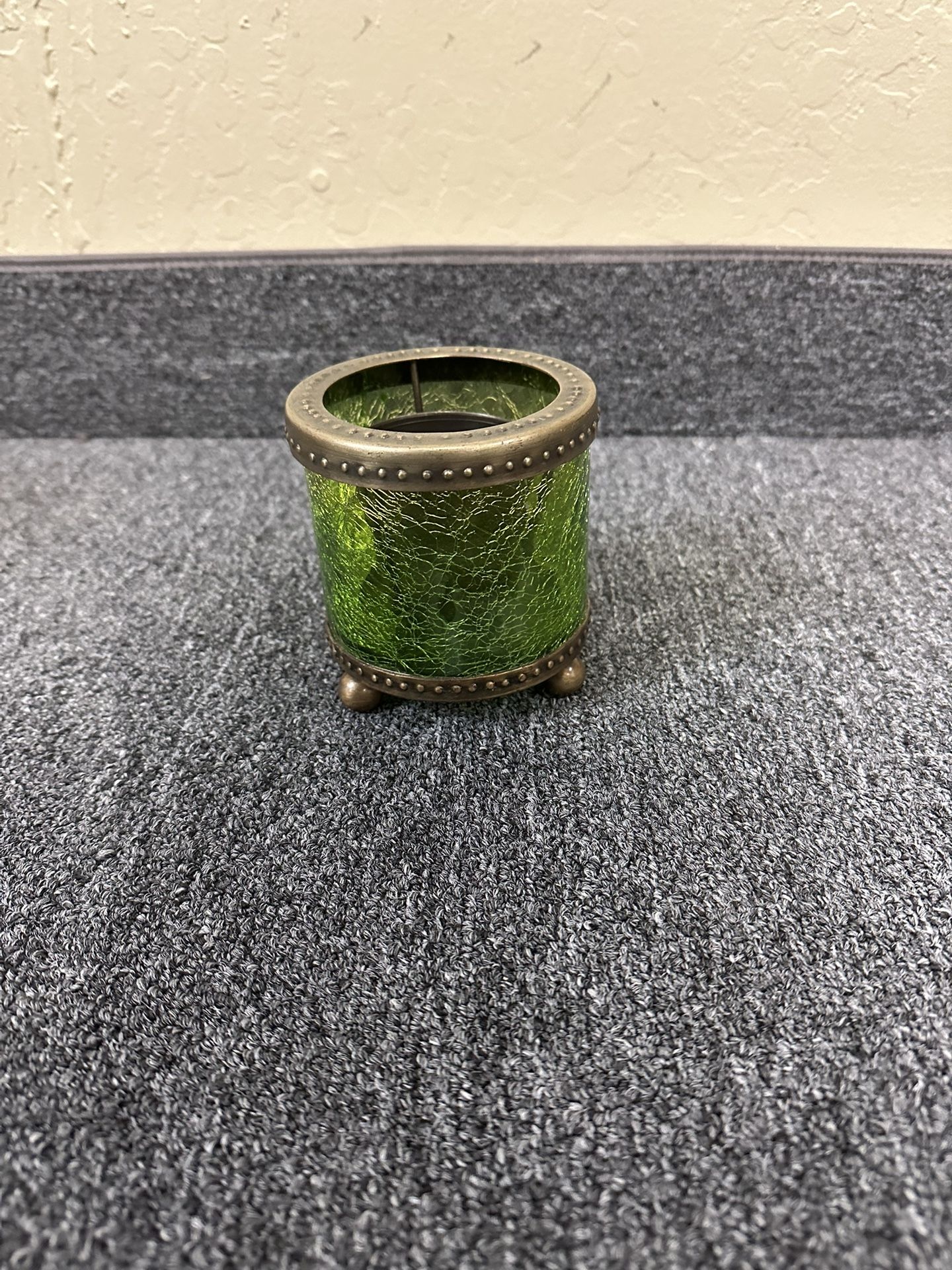 Small Metal And Glass Candle Holder Or Vase