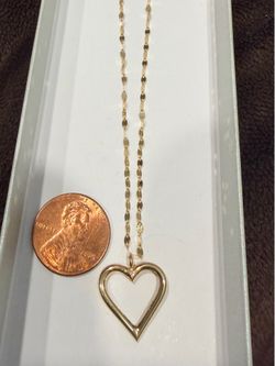 Open Heart Pendant Necklace Solid 10k Gold