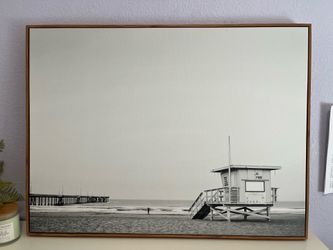 Black and White Beach Pier Canvas Wall Art