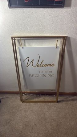 Gold Frame Wedding Welcome Sign Stand