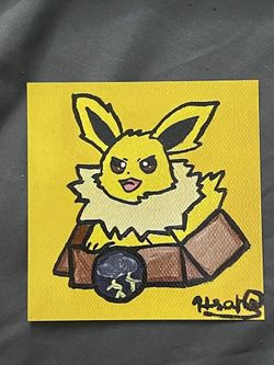 5 by 5 inch print of my jolteon artwork