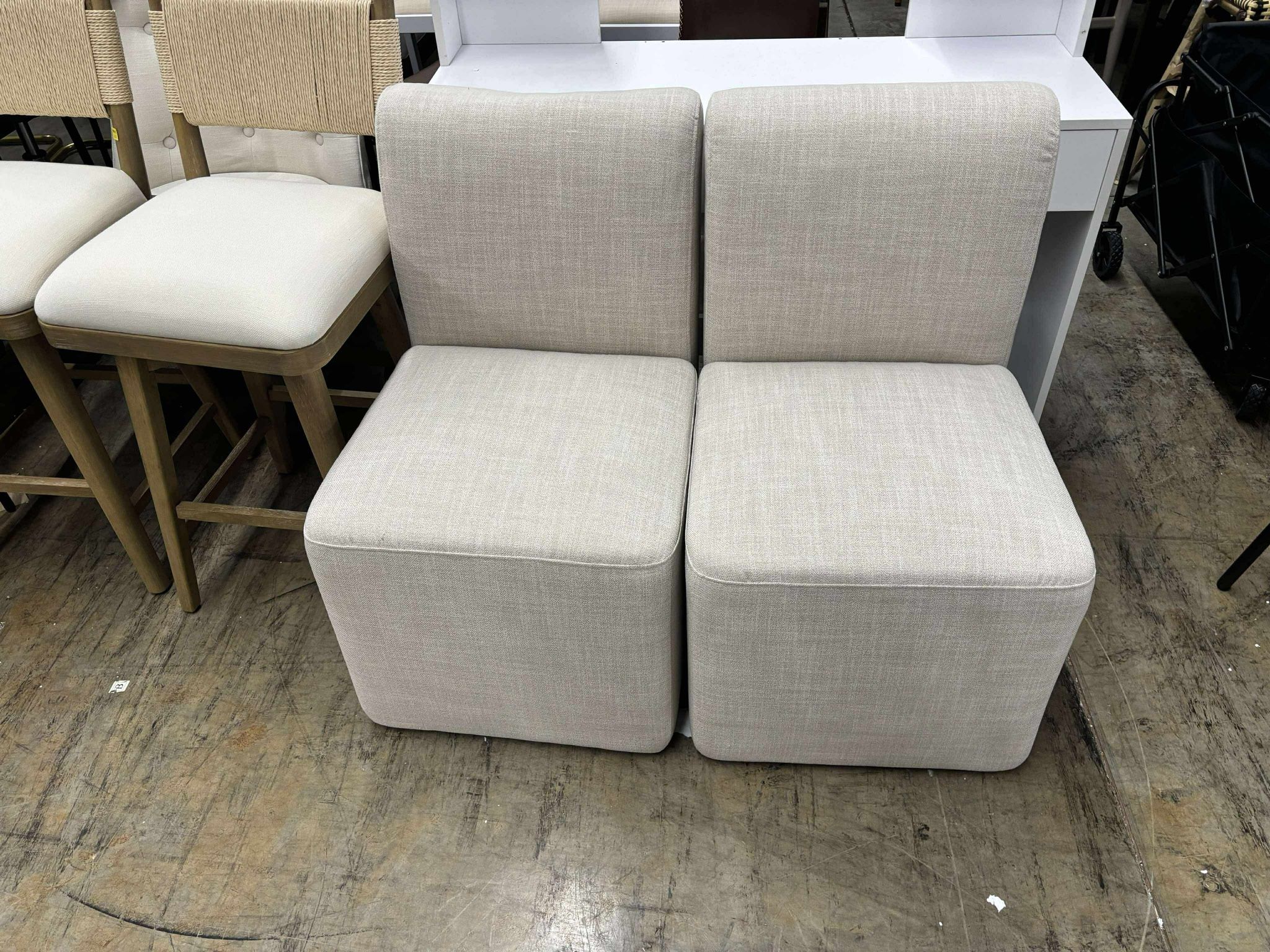 CHITA Upholstered Dining Chairs with Casters Set of 2,Modern Armless Accent Chair