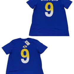 Los Angeles Rams Matthew Stafford #9 Nike Blue T Shirt Jersey Mens Large New $40