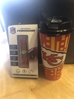 Kansas City Chiefs portable power bank and cup