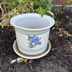 Vintage 80 Stoneware Floral Planter Pot Flower Pot