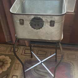 Galvanized Metal Suitcase Planter 27.5” H x 13” W