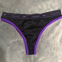 Black and Purple Thong Panties