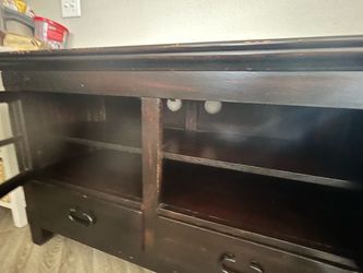 Dark Wood TV Stand with Drawers