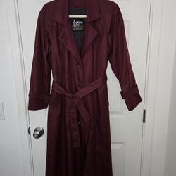Vtg London Fog Maroon/Burgundy Trench Coat Size 6 REG