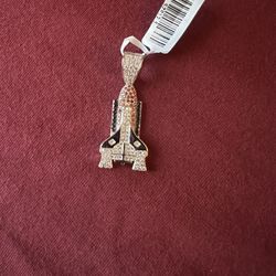 Silver 925 Iced Out Rocket Pendant 