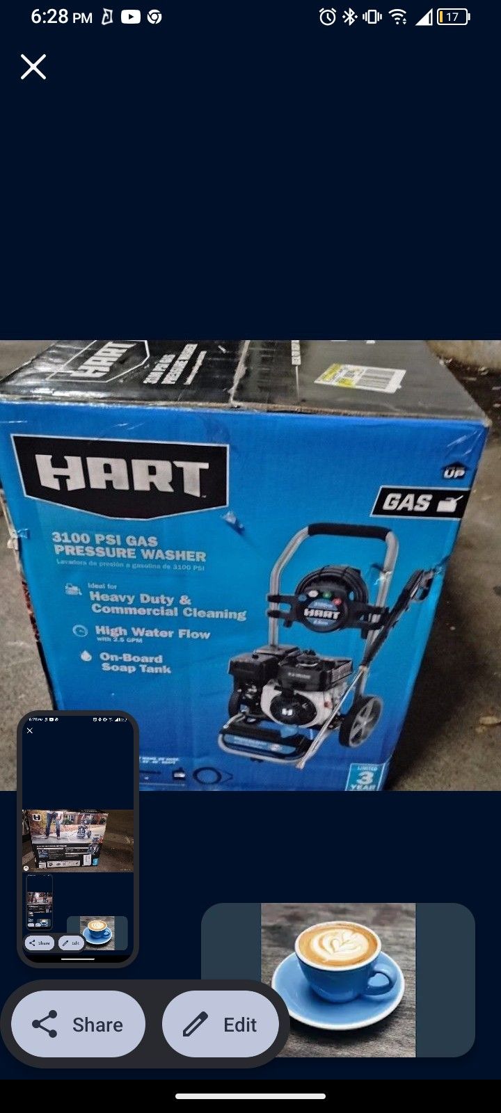 Hart 3100 PSI Pressure Washer (2.5 GPM 212cc 4-Cycle OHV Gas Powered Cold Water Pressure Washer
