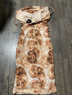 Privy brown rose print mini dress