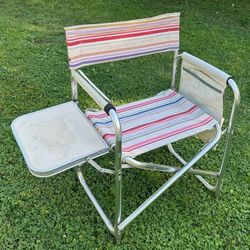 Picnic Time Folding Sport Chair With Side Table And Pockets Camping Beach Fishing Garden