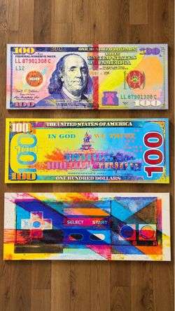 IKONICK Money Wall Art – Set of 3 – 40x20 Canvas Prints