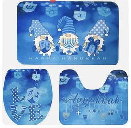 Hanukkah decorations 3pc bathroom rug set