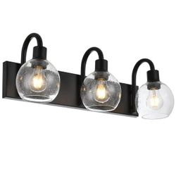 WINSHEN 3-Lights Vanity Lights Globe Glass Rustic Bathroom Light Fixtures