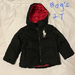 NWT - Boys Ralph Lauren Polo Black Hooded Jacket - Size 2T
