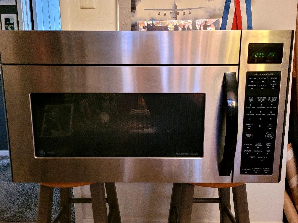 GE over the range brush nickel microwave